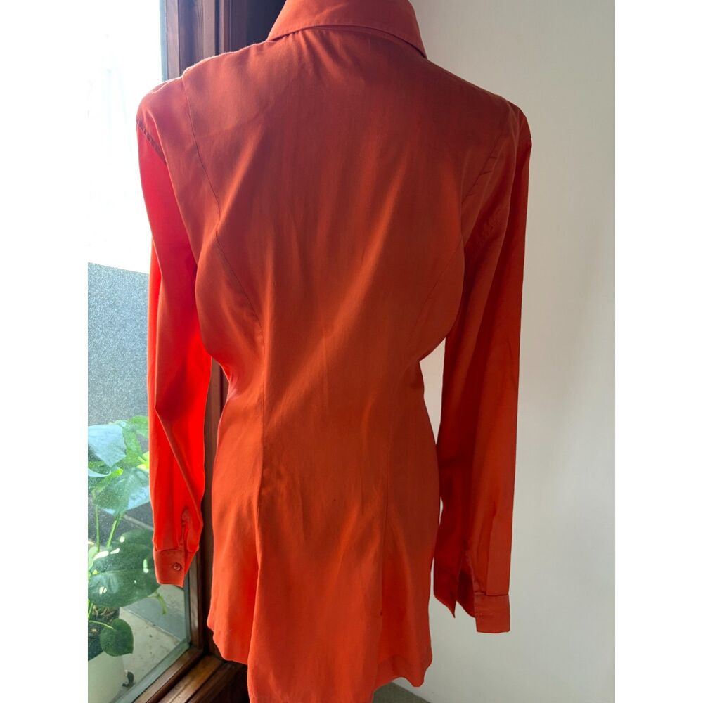 Vintage Nara Mamicie Cotton made in Italy Orange Holiday Fall Long Blouse Dress - Picture 12 of 13
